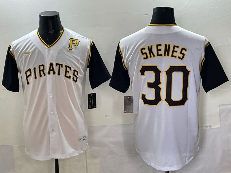 Men 2025 Pittsburgh Pirates #30 Skenes White Throwback Game Nike MLB Jersey style 015->pittsburgh pirates->MLB Jersey